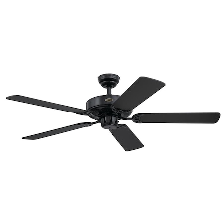 Westinghouse Ceiling Fan Indoor 52In Contractor Choice, Black, Matte Black Blades 7303800